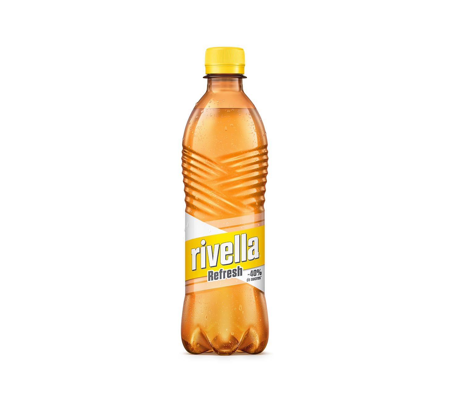 FR: Boisson rafraîchissante rivella Gelb Softdrink sans sucre, bouteille PET 50cl jaune dorée avec étiquette blanc‑jaune, boisson culte suisse légère et pauvre en calories sur fond blanc.
IT: Soft drink rivella Gelb senza zucchero, bottiglia PET singola da 50cl color oro con etichetta bianco‑gialla.
DE: rivella Gelb Softdrink, 50cl PET-Einzelflasche ohne Zucker mit goldgelber Farbe und gelb-weisser Etikette, Schweizer Kultgetränk als leichte, kalorienarme Erfrischung vor weissem Hintergrund.