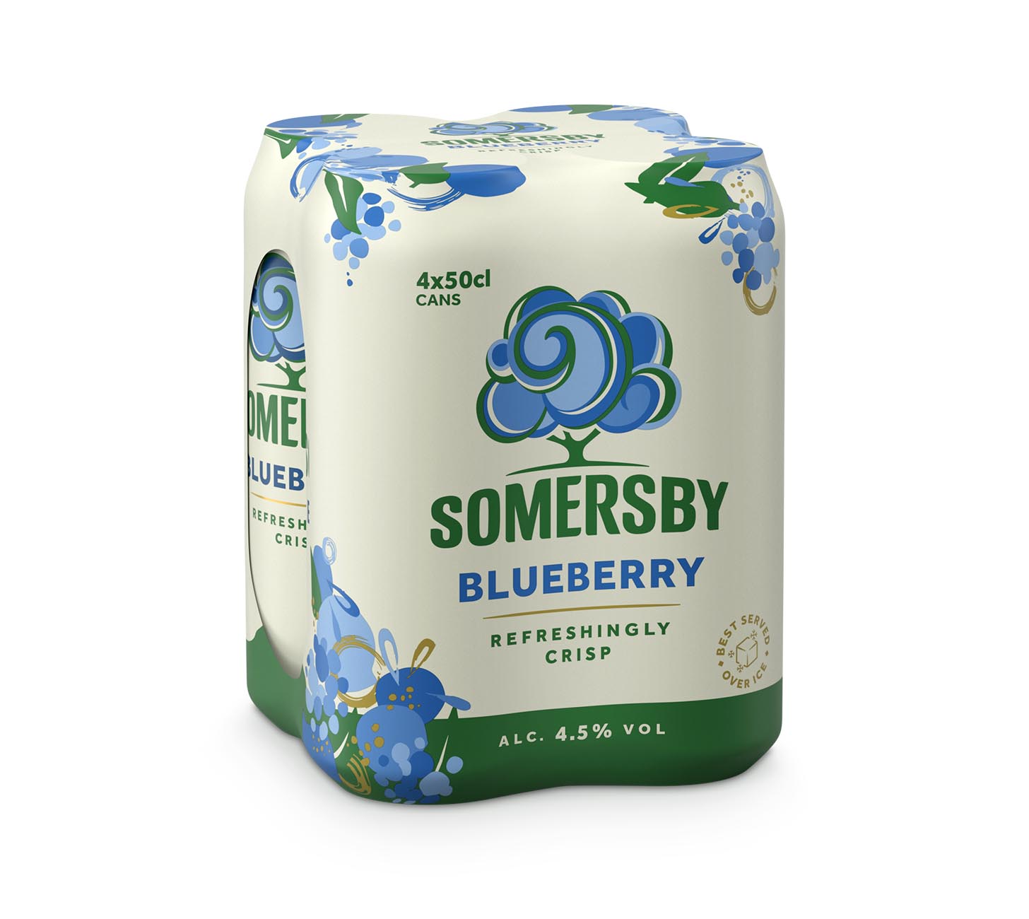 DE: Somersby Blueberry Modern Cider 50cl 4-Pack, fruchtiger Heidelbeer-Cider, erfrischend, modernes Design, Pack vor weissem Hintergrund.
FR: Somersby Blueberry Modern Cider 50cl pack de 4, cidre moderne a la myrtille, fruité et rafraichissant, pack sur fond blanc.
IT: Somersby Blueberry Modern Cider 50cl confezione da 4, sidro moderno al mirtillo, fruttato e rinfrescante, pack su sfondo bianco.
Keywords: somersby blueberry, modern cider, blueberry cider, feldschloesschen-getraenkeshop