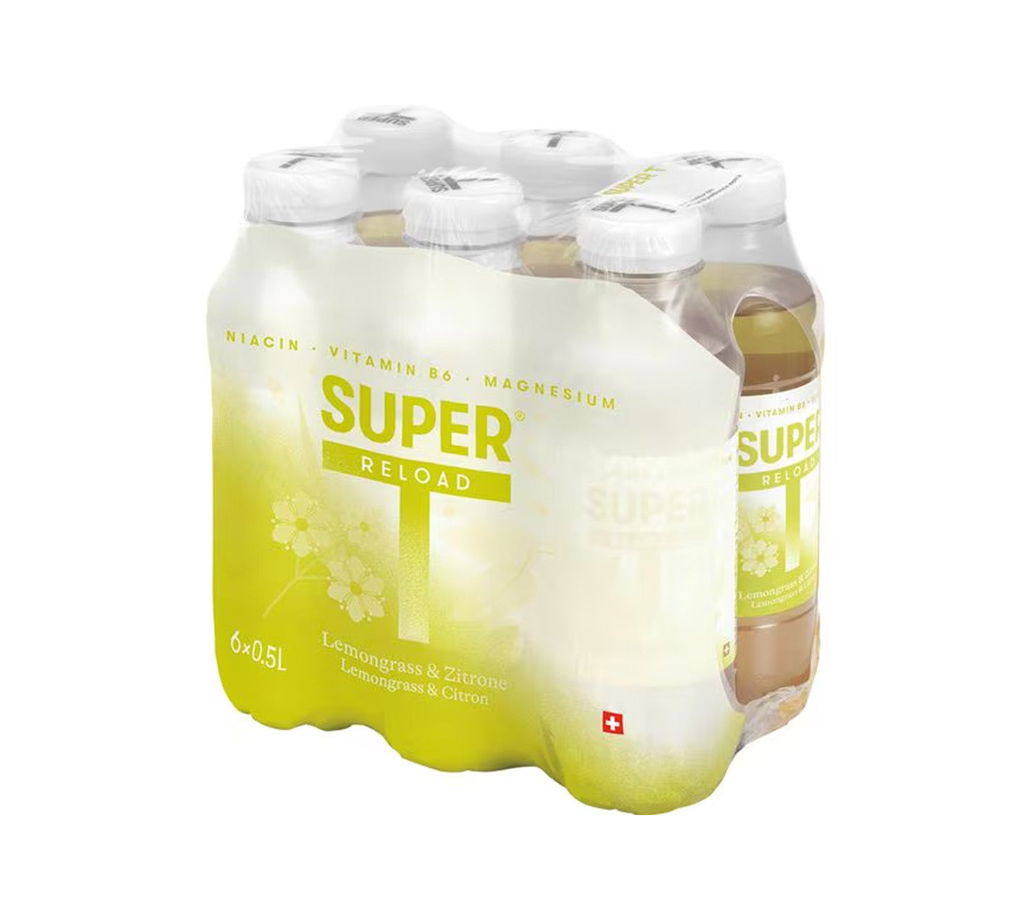 DE: Super-T Lemon Lemongrass & Zitrone 6×50 cl – funktionales Erfrischungsgetränk mit Zitronengras und Zitrone, angereichert mit Niacin, Vitamin B6 und Magnesium, im praktischen 6er-Pack.
FR: Super-T Lemon Citronnelle & Citron 6×50 cl – boisson rafraichissante fonctionnelle au citron et a la citronnelle, enrichie en niacine, vitamine B6 et magnesium, en pack de 6.
IT: Super-T Lemon Lemongrass & Limone 6×50 cl – bevanda funzionale rinfrescante al limone e lemongrass, con niacina, vitamina B6 e magnesio, in