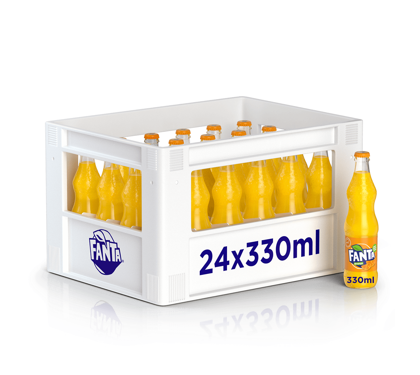 Hol dir den beliebten Fanta Orange Softdrink im 33cl 24-Harasse jetzt im Feldschlösschen Getränkeshop. Praktisch im Glas, spritzig im Geschmack und voller Qualität.
Fanta – Kultmarke mit Tradition
Fanta ist weltweit bekannt für fruchtigen Geschmack, bunte Lebensfreude und höchste Qualität. Ein Klassiker, der seit Generationen begeistert.
Fruchtig, spritzig & erfrischend
Der Fanta Orange Softdrink überzeugt mit intensivem Orangenaroma und prickelnder Kohlensäure. Ein besonderes Getränk, das Erfrischung p