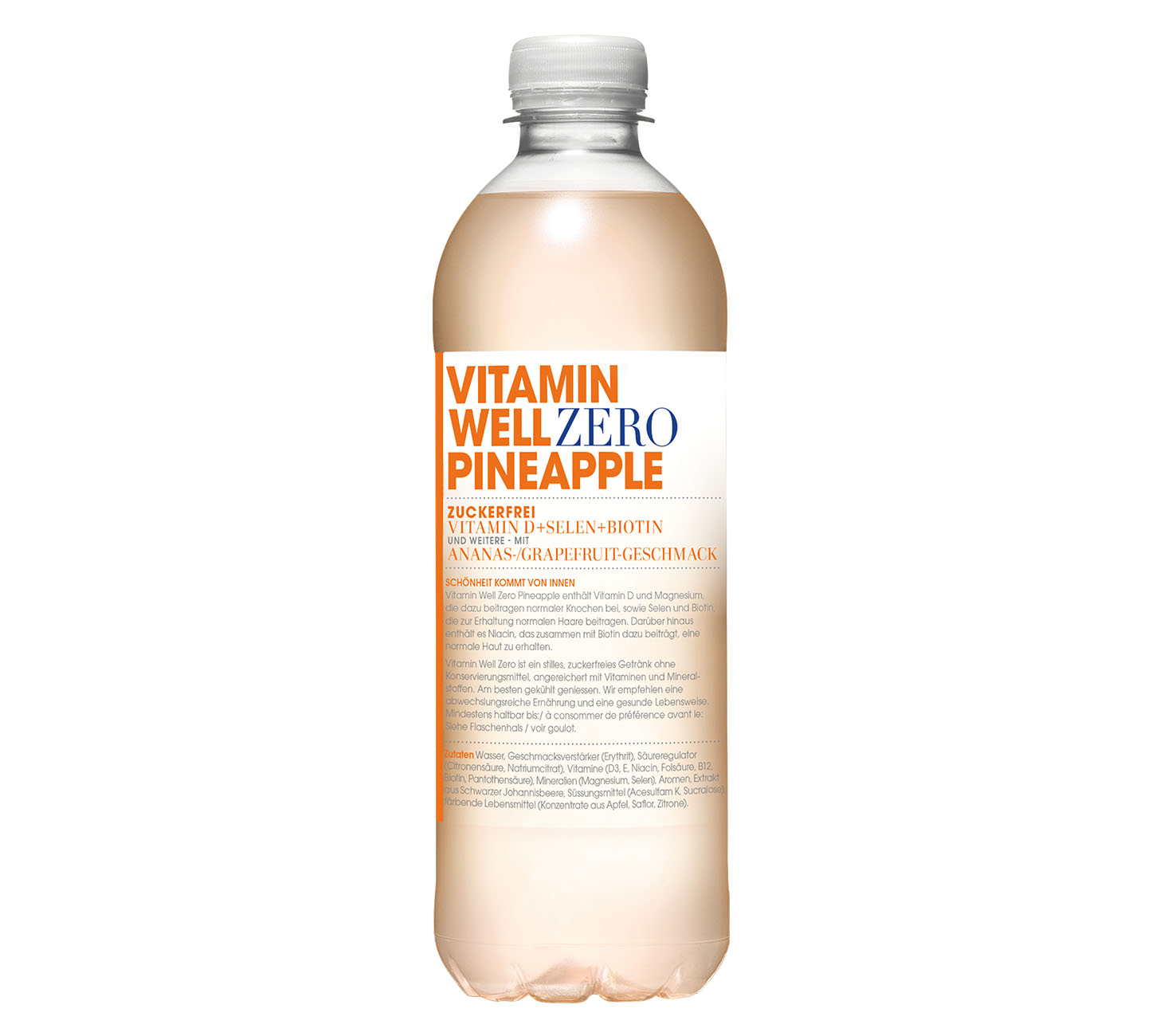 Boisson sportive et bien-être Vitamin Well Zero Ananas 50 cl, pack de 12
