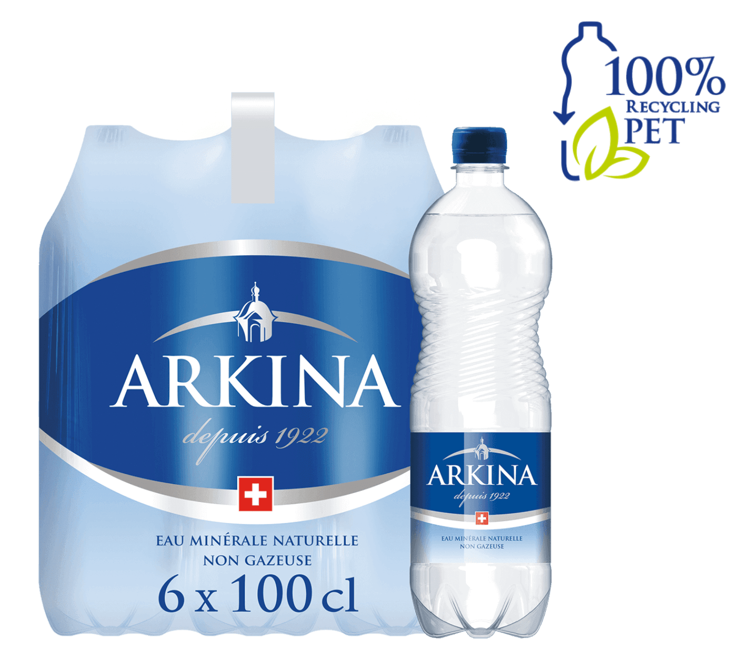 DE: Arkina Blau ohne Kohlensäure 100cl 6-Pack – stilles Mineralwasser in PET-Flaschen.
FR: Arkina Bleu sans gaz 100cl 6-Pack – eau minerale plate en bouteilles PET.
IT: Arkina Blu senza gas 100cl 6-Pack – acqua minerale naturale senza bollicine in bottiglie PET.
Keywords: mineralwasser, wasser, ohne kohlensaeure, still, 100cl pack, feldschloesschen-getraenkeshop