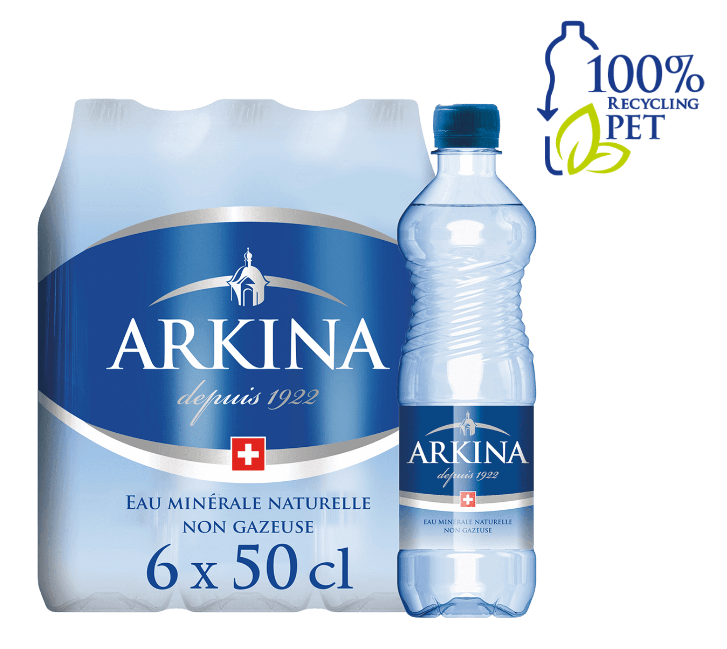 DE: Arkina Blau ohne Kohlensäure 50cl 6-Pack – stilles Mineralwasser in PET-Flaschen.
FR: Arkina Bleu sans gaz 50cl 6-Pack – eau minerale plate en bouteilles PET.
IT: Arkina Blu senza gas 50cl 6-Pack – acqua minerale naturale senza bollicine in bottiglie PET.
Keywords: mineralwasser, wasser, ohne kohlensaeure, still, 50cl pack, feldschloesschen-getraenkeshop