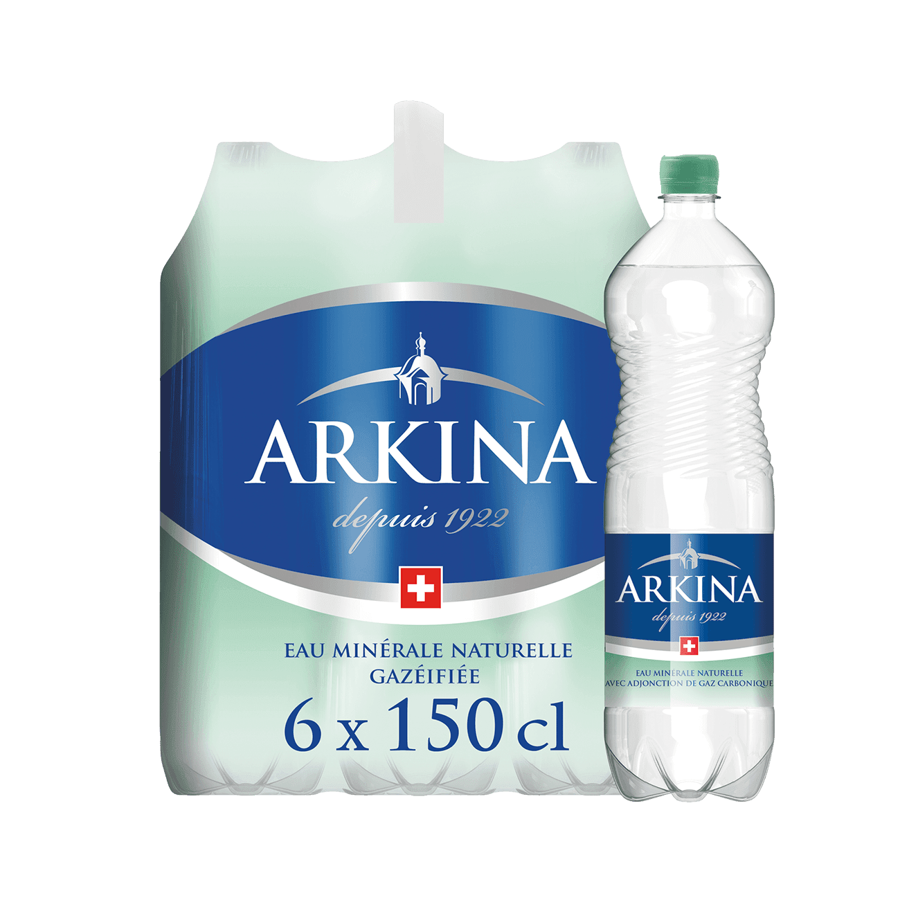 DE: Arkina Grün mit Kohlensäure 150cl 6-Pack – sprudelndes Mineralwasser in PET-Flaschen.
FR: Arkina Vert gazeuse 150cl 6-Pack – eau minerale petillante en grandes bouteilles PET.
IT: Arkina Verde frizzante 150cl 6-Pack – acqua minerale naturale gassata in grandi bottiglie PET.
Keywords: mineralwasser, wasser, mit kohlensaeure, sprudel, 150cl pack, feldschloesschen-getraenkeshop