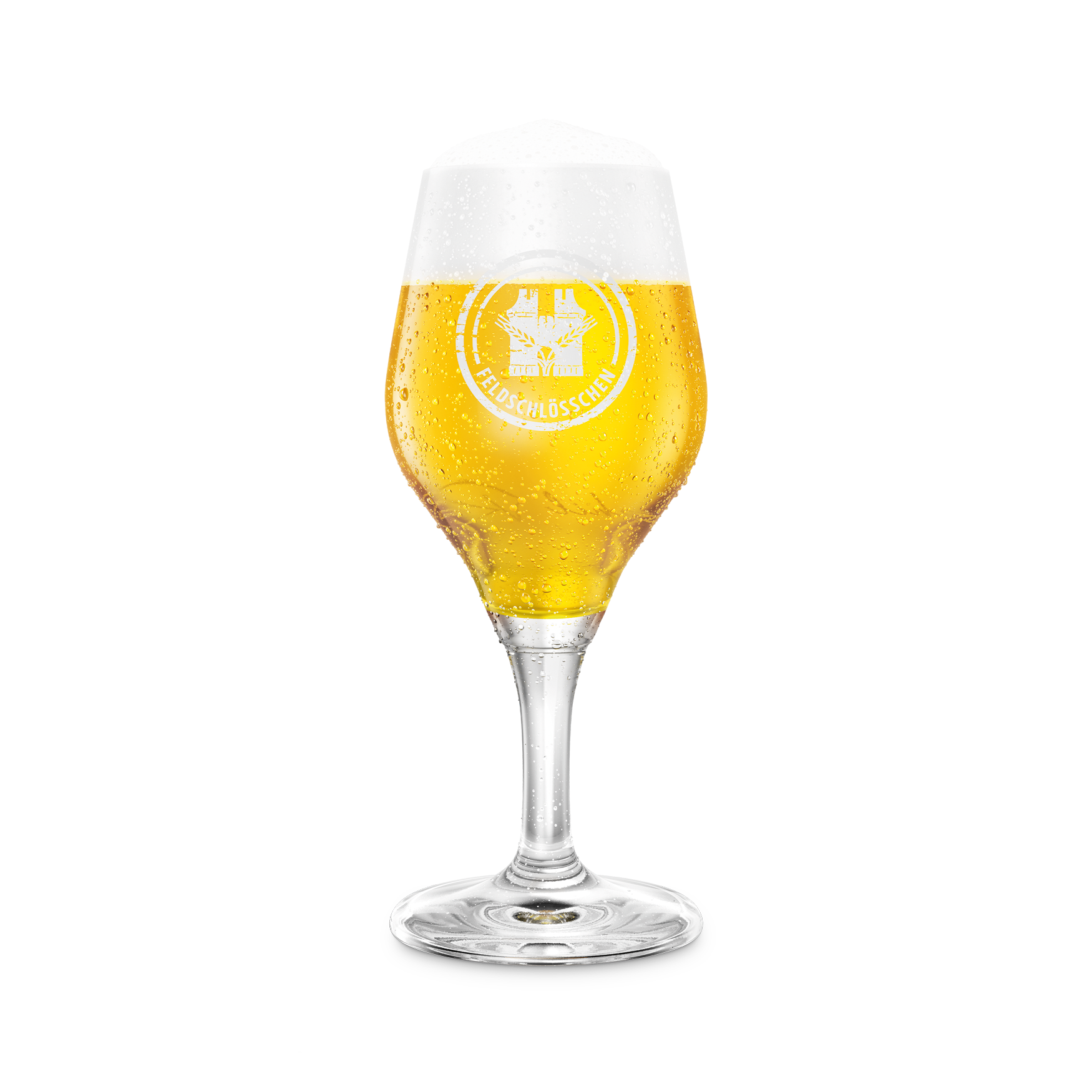 DE: Feldschlösschen Speciality-Glas 30 cl – elegantes Bierglas mit Feldschlösschen-Logo, gefüllt mit goldenem Bier und feiner Schaumkrone, vor neutralem Hintergrund.
FR: Verre spécialité Feldschlösschen 30 cl – verre à bière élégant avec logo Feldschlösschen, rempli de bière dorée et mousse fine, sur fond neutre.
IT: Bicchiere specialità Feldschlösschen 30 cl – bicchiere da birra elegante con logo Feldschlösschen, riempito di birra dorata e schiuma fine, su sfondo neutro.