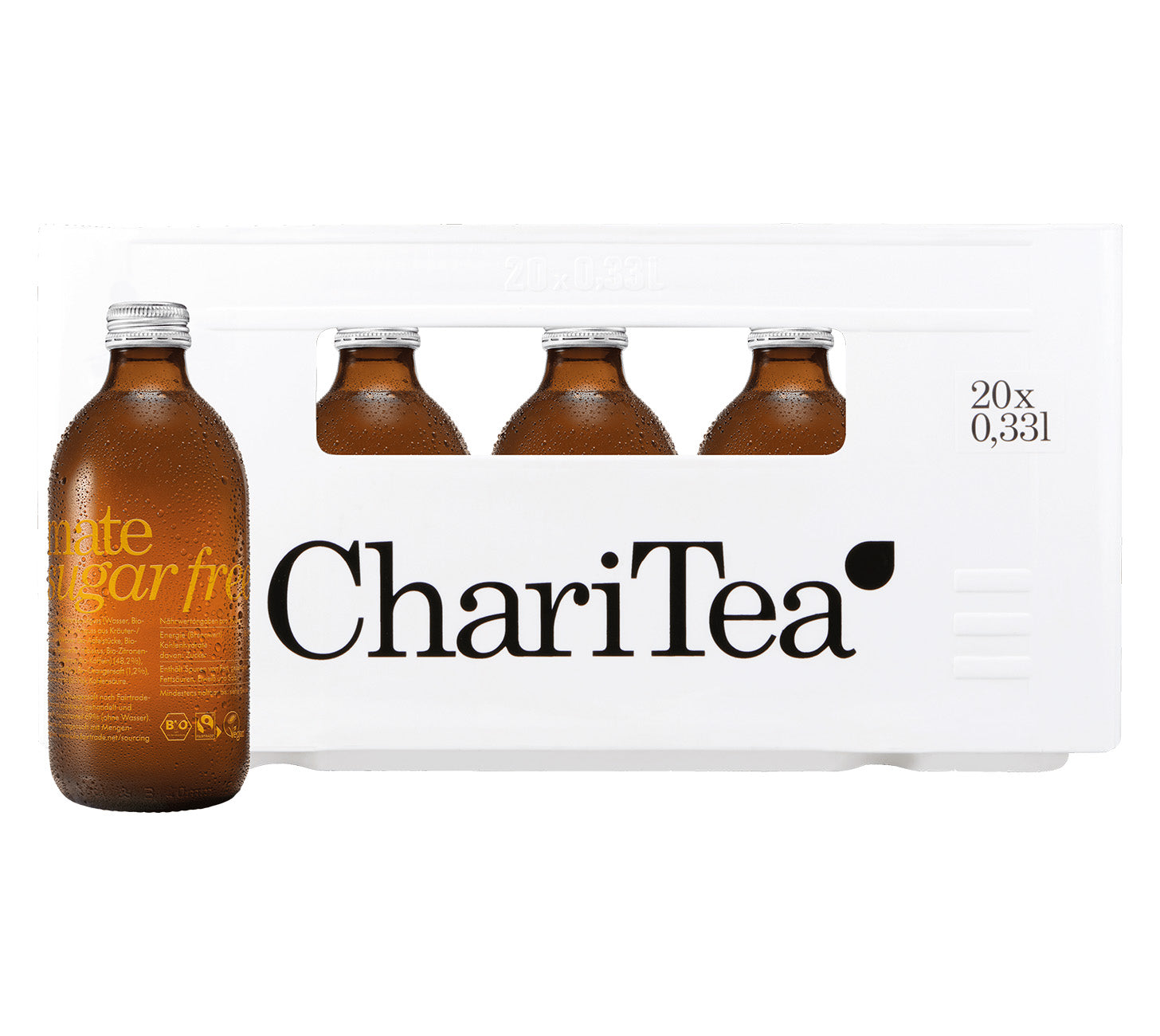 Boisson gazeuse ChariTea Mate au gingembre sans sucre 33 cl 20 h