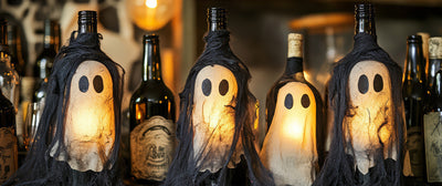 DE: alte flasche halloween deko kerze  FR: vieille bouteille deco halloween bougie  IT: vecchia bottiglia decorazione halloween candela