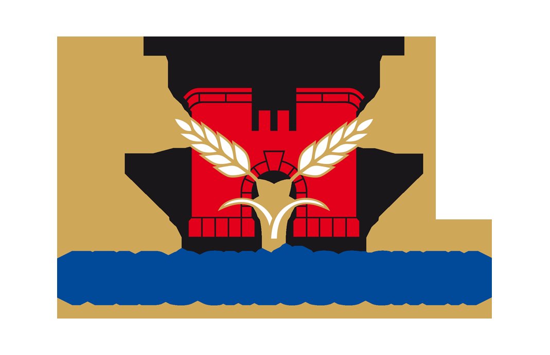 DE: Rotes Schlosslogo mit goldenen Gerstenaehren und blauer Feldschloesschen Schrift  FR: Logo rouge avec chateau, epis d’orge dores et texte bleu Feldschloesschen  IT: Logo rosso con castello, spighe dorate e scritta blu Feldschloesschen
