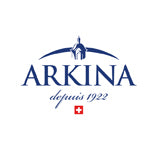 DE: Blaues Arkina Logo mit Schriftzug und Schweizer Kreuz  FR: Logo bleu Arkina avec texte et croix suisse  IT: Logo blu Arkina con scritta e croce svizzera