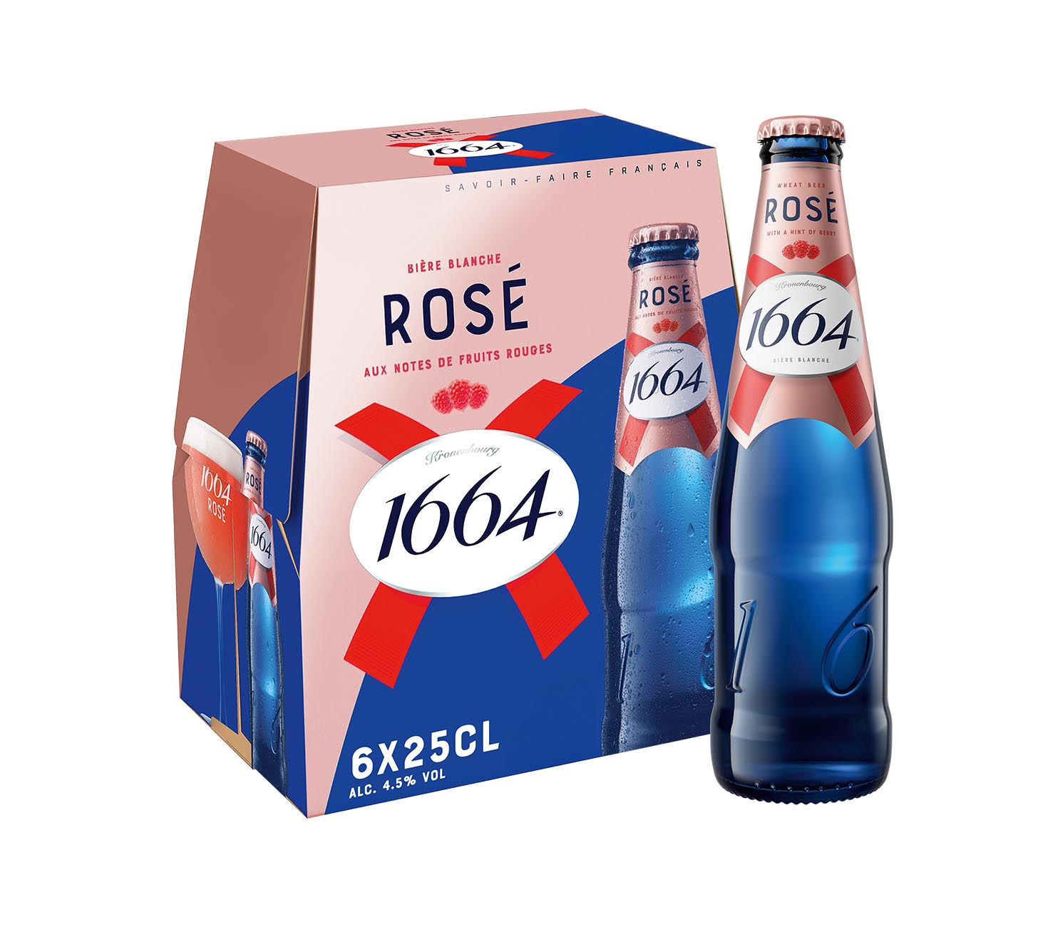 DE: 1664 Rosé Bier 6×25cl MHI – Weizenbier mit roten Beeren, elegant und fruchtig, Multipack

FR: 1664 Rosé bière 6×25cl MHI – bière blanche aux notes de fruits rouges, élégante, multipack

IT: 1664 Rosé birra 6×25cl MHI – birra di frumento con frutti rossi, raffinata e fruttata, multipack

Keywords: 1664 rosé, bier mhi, weizenbier, fruchtig, rote beeren, kronenbourg, feldschloesschen-getraenkeshop