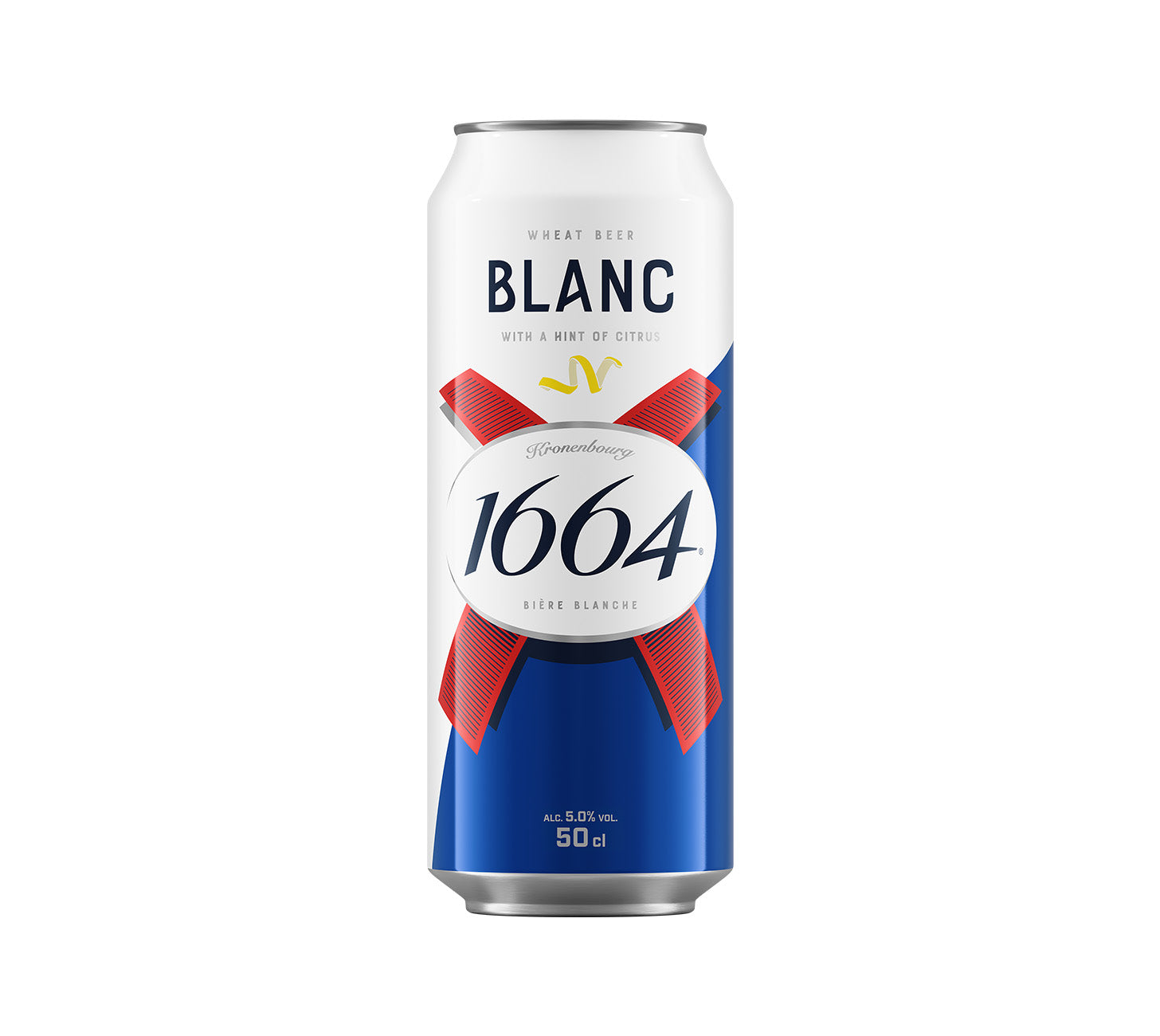 DE: Kronenbourg 1664 Blanc – spritziges Weizenbier mit Zitrusnote, Einzeldose 50 cl, vor neutralem Hintergrund

FR: Kronenbourg 1664 Blanc – bière blanche pétillante aux notes d’agrumes, canette individuelle 50 cl, sur fond neutre

IT: Kronenbourg 1664 Blanc – birra di frumento frizzante con note agrumate, lattina singola 50 cl, su sfondo neutro