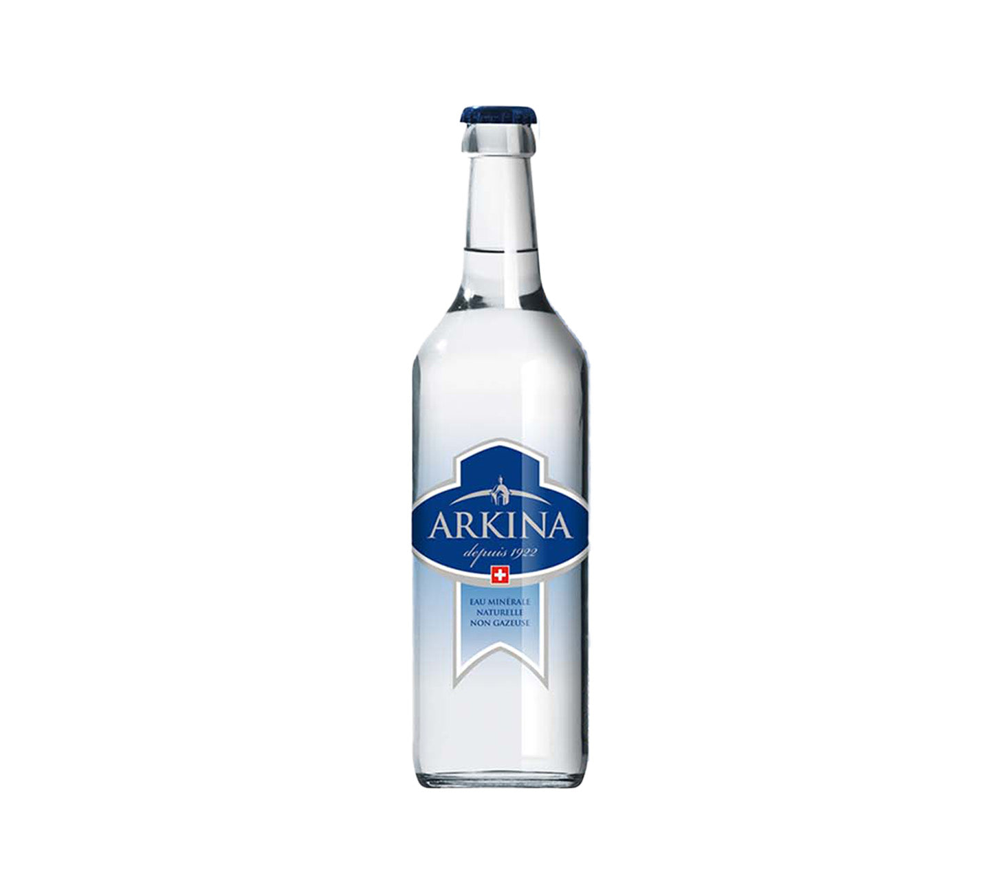 DE: Arkina Blau ohne Kohlensäure 50 cl – stilles Mineralwasser in schlanker Glasflasche.

FR: Arkina Bleu sans gaz 50 cl – eau minérale plate en bouteille en verre élancée.

IT: Arkina Blu senza gas 50 cl – acqua minerale naturale in bottiglia di vetro slanciata.