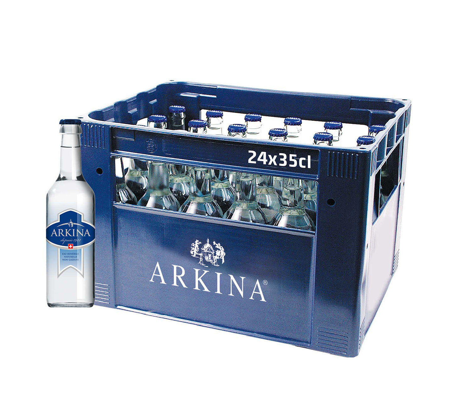 DE: Arkina Blau ohne Kohlensäure 35 cl 24-Harasse MHI – stilles Mineralwasser in Glasflaschen, ideal für Gastronomie und Haushalt.

FR: Arkina Bleu sans gaz 35 cl 24-Harasse MHI – eau minérale plate en bouteilles en verre, idéale pour la restauration et la maison.

IT: Arkina Blu senza gas 35 cl 24-Harasse MHI – acqua minerale naturale senza bollicine in bottiglie di vetro, ideale per ristorazione e casa.