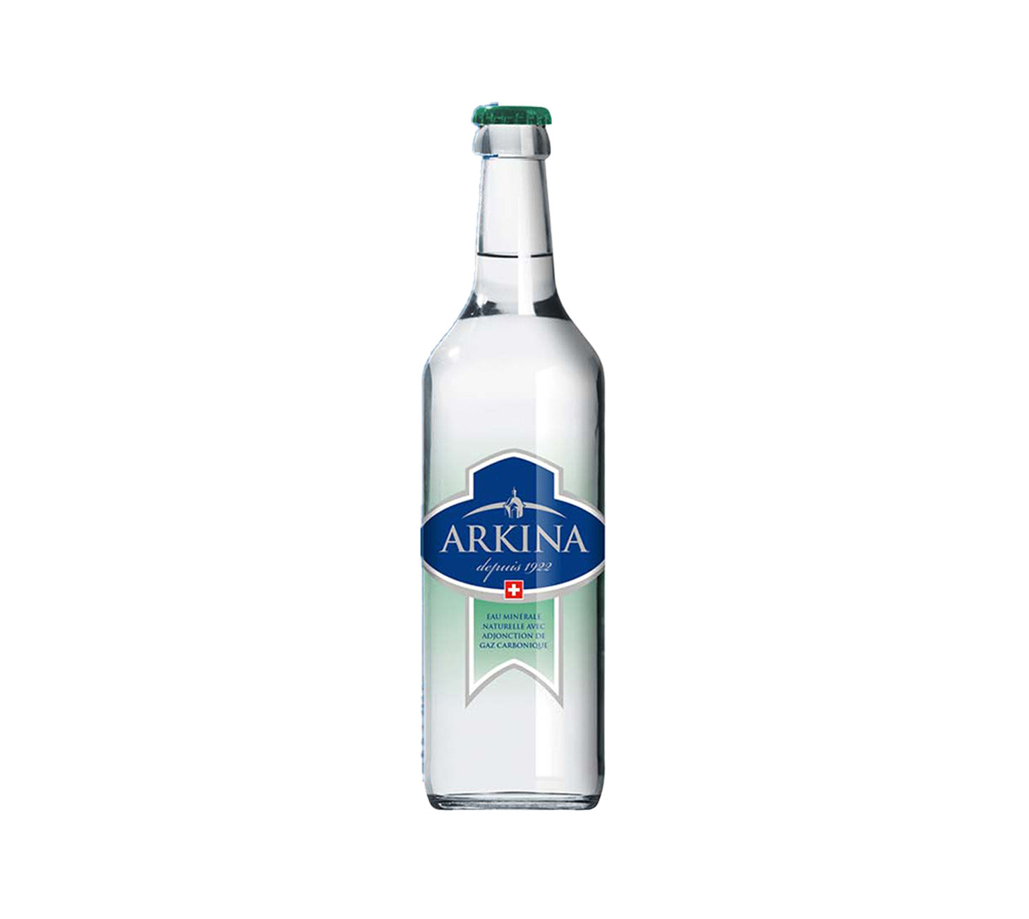 DE: Arkina Grün mit Kohlensäure 50 cl – sprudelndes Mineralwasser in schlanker Glasflasche.

FR: Arkina Vert gazeuse 50 cl – eau minérale pétillante en bouteille en verre élancée. Mots-clés: eau minerale, petillante, verre

IT: Arkina Verde frizzante 50 cl – acqua minerale gassata in bottiglia di vetro slanciata. Parole chiave: acqua minerale, frizzante, vetro