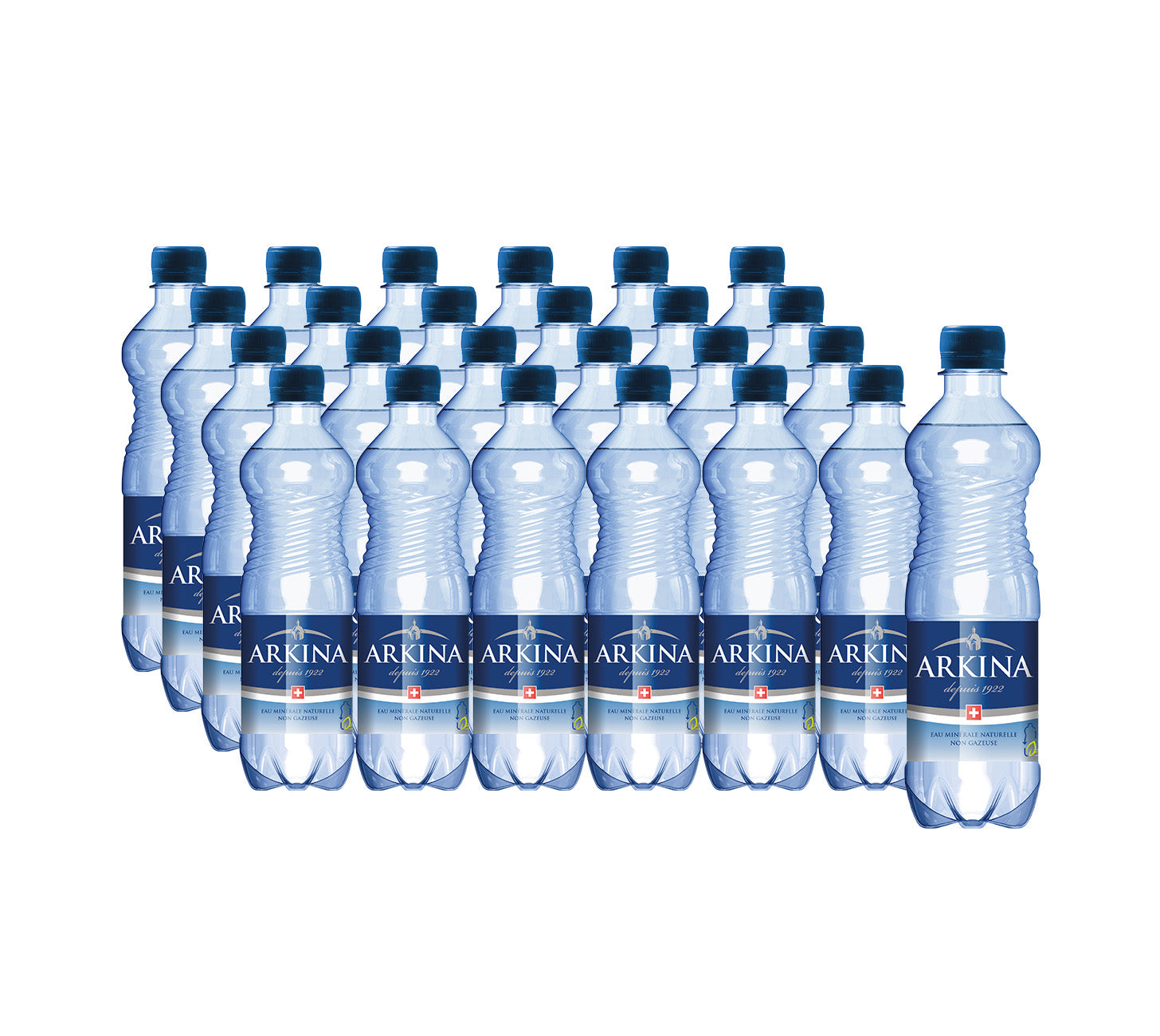 DE: Arkina Blau ohne Kohlensäure 24x50cl, stilles Mineralwasser in PET-Einzelflasche, Feldschlösschen Getränkeshop.

FR: Arkina Bleu sans gaz 24x50cl, eau minérale plate en bouteille PET individuelle, Feldschlösschen Getränkeshop.

IT: Arkina Blu senza gas 24x50cl, acqua minerale naturale senza bollicine in bottiglia PET singola, Feldschlösschen Getränkeshop.