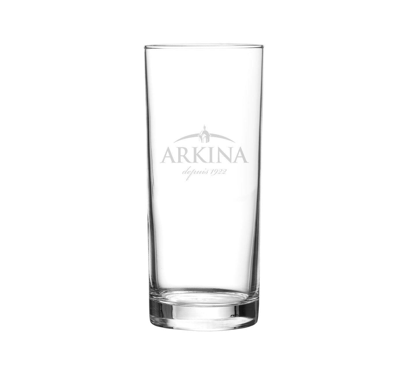 DE: 30 cl Wasserglas mit Arkina-Logo – geeicht, klar und spülmaschinenfest.

FR: Verre à eau 30 cl avec logo Arkina – calibré, transparent et compatible lave-vaisselle.

IT: Bicchiere da acqua 30 cl con logo Arkina – calibrato, trasparente e lavabile in lavastoviglie.