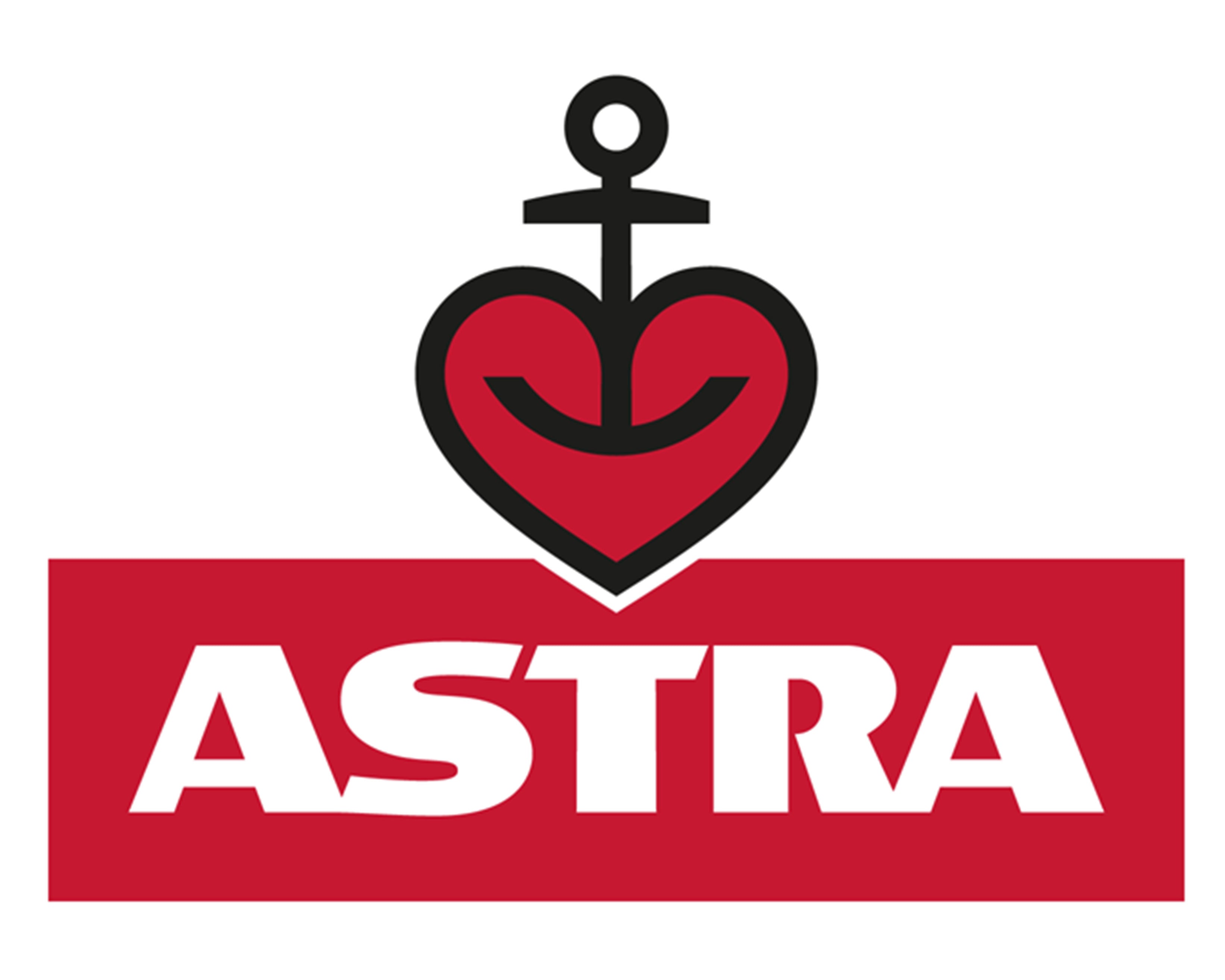 Astra Bier, Kultbier aus Hamburg, markant, charaktervoll, maritimer Stil, Logo mit Herzanker vor neutralem Hintergrund.