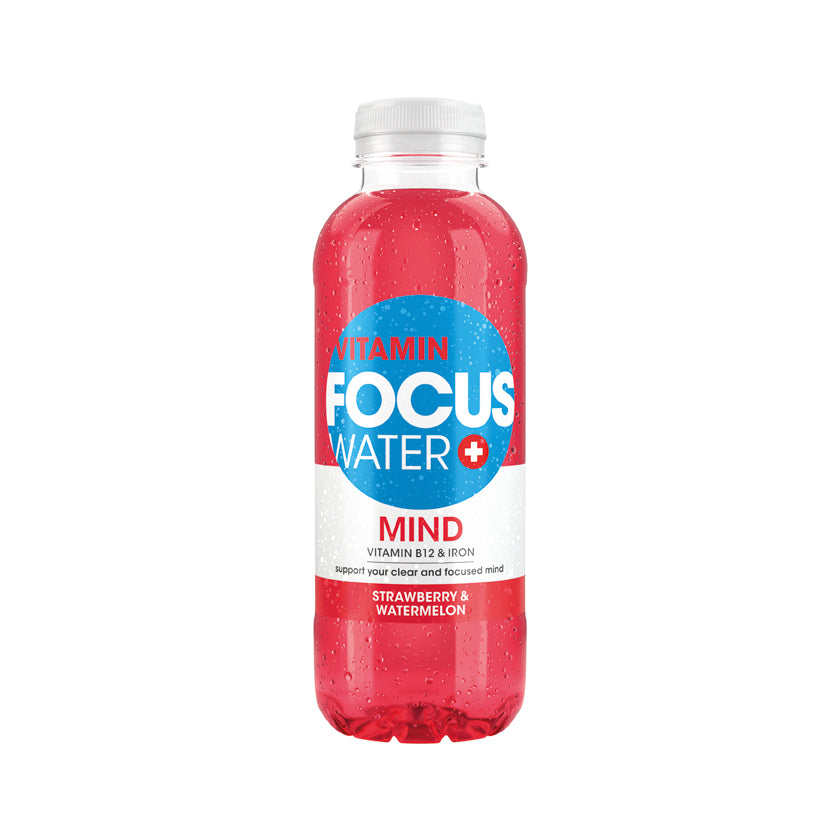 Deutsch:
Focuswater Mind Vitaminwasser Strawberry & Watermelon – PET-Flasche, vitaminhaltiges Getränk

Français :
Focuswater Mind eau vitaminée Strawberry & Watermelon – bouteille PET, boisson enrichie en vitamines

Italiano:
Focuswater Mind acqua vitaminica Strawberry & Watermelon – bottiglia PET, bevanda con vitamine