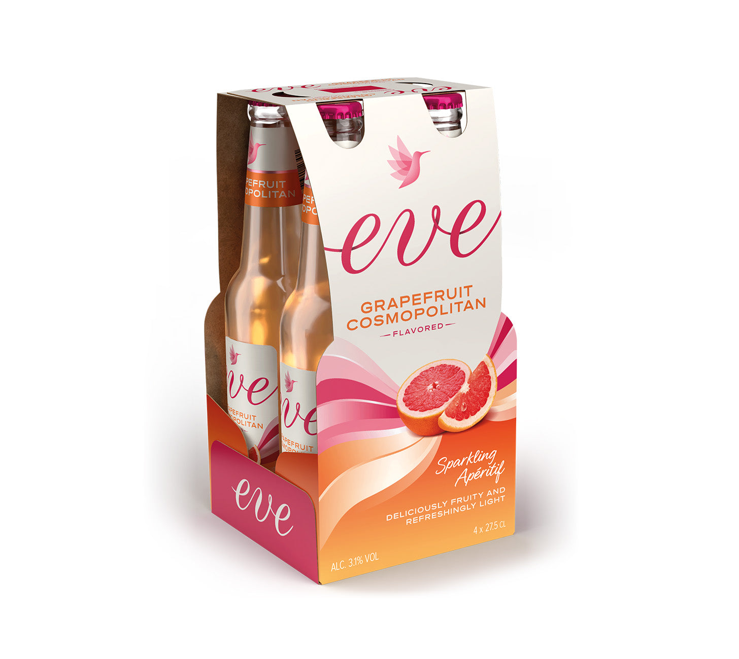 DE: Eve Grapefruit Cosmopolitan – Biermischgetraenk 4x27.5 cl mit Grapefruitgeschmack

FR: Eve Grapefruit Cosmopolitan – boisson a base de biere 4x27.5 cl au pamplemousse

IT: Eve Grapefruit Cosmopolitan – bevanda a base di birra 4x27.5 cl al pompelmo