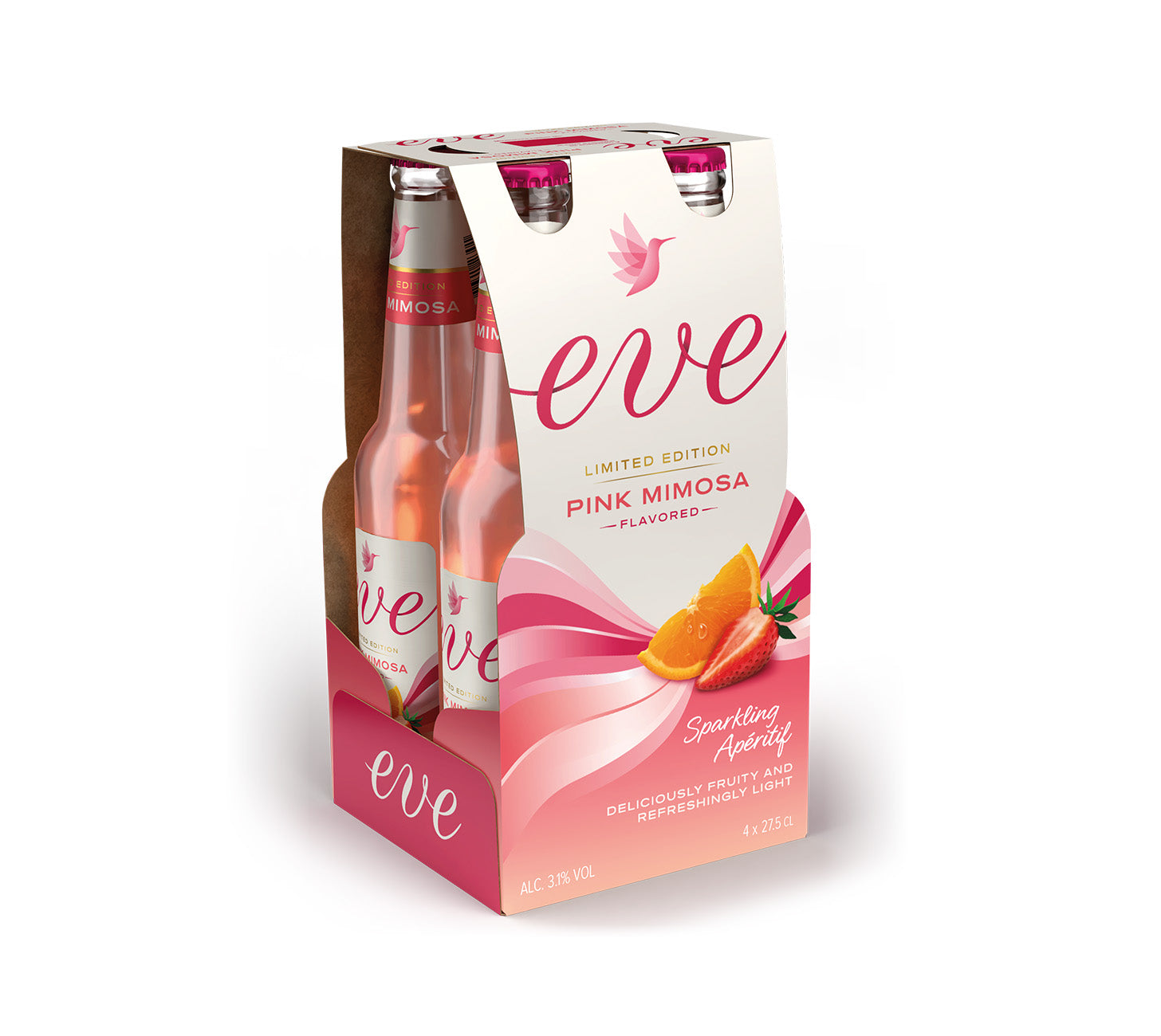 DE: Eve Pink Mimosa Biermischgetränk 4x27.5cl Mehrpack, fruchtig und erfrischend.

FR: Eve Pink Mimosa pack 4x27.5cl, boisson fruitée et rafraîchissante.

IT: Eve Pink Mimosa confezione 4x27.5cl, bevanda fruttata e rinfrescante.