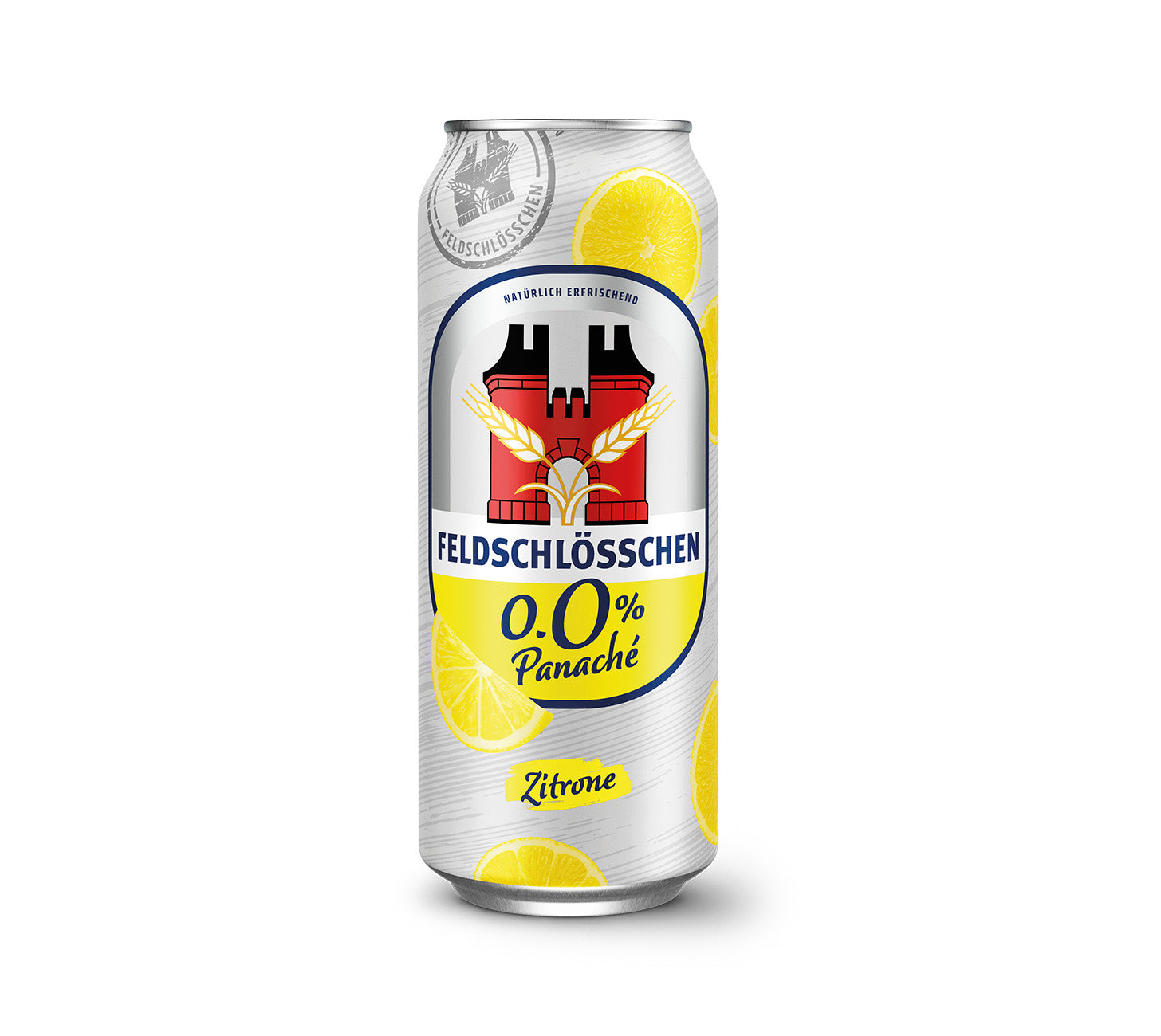 DE: Feldschloesschen Panaché 0,0% Zitrone – alkoholfreies Biermischgetraenk, 50 cl Dose

FR: Feldschloesschen Panaché 0,0% Citron – biere sans alcool, peut 50 cl

IT: Feldschloesschen Panaché 0,0% Limone– birra analcolica, potere 50 cl