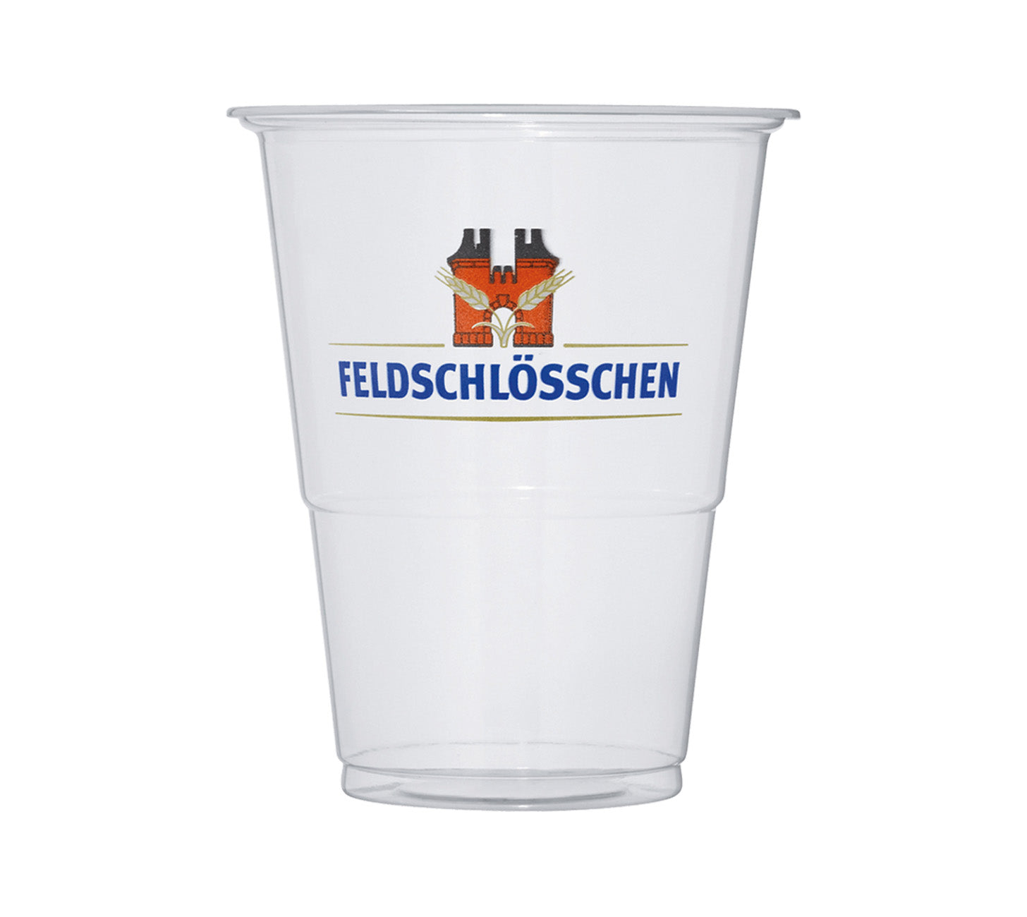 DE: Feldschloesschen PET-Becher mit Logo, ungefüllt, Inhalt 30 cl, aus transparentem Kunststoff, vor neutralem Hintergrund

FR: Gobelet PET Feldschloesschen avec logo, vide, contenance 30 cl, en plastique transparent, sur fond neutre

IT: Bicchiere PET Feldschloesschen con logo, vuoto, capacità 30 cl, in plastica trasparente, su sfondo neutro