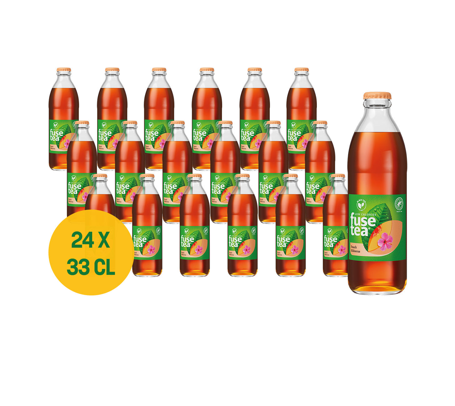 DE: Fusetea Peach Hibiscus Eistee 24×33cl, MHI – erfrischender Pfirsich-Hibiscus-Eistee, kalorienarm.

FR: Fusetea Peach Hibiscus thé glacé 24×33cl, MHI – rafraîchissant, pêche et hibiscus, faible en calories.

IT: Fusetea Peach Hibiscus tè freddo 24×33cl, MHI – rinfrescante pesca-ibisco, a basso contenuto calorico.