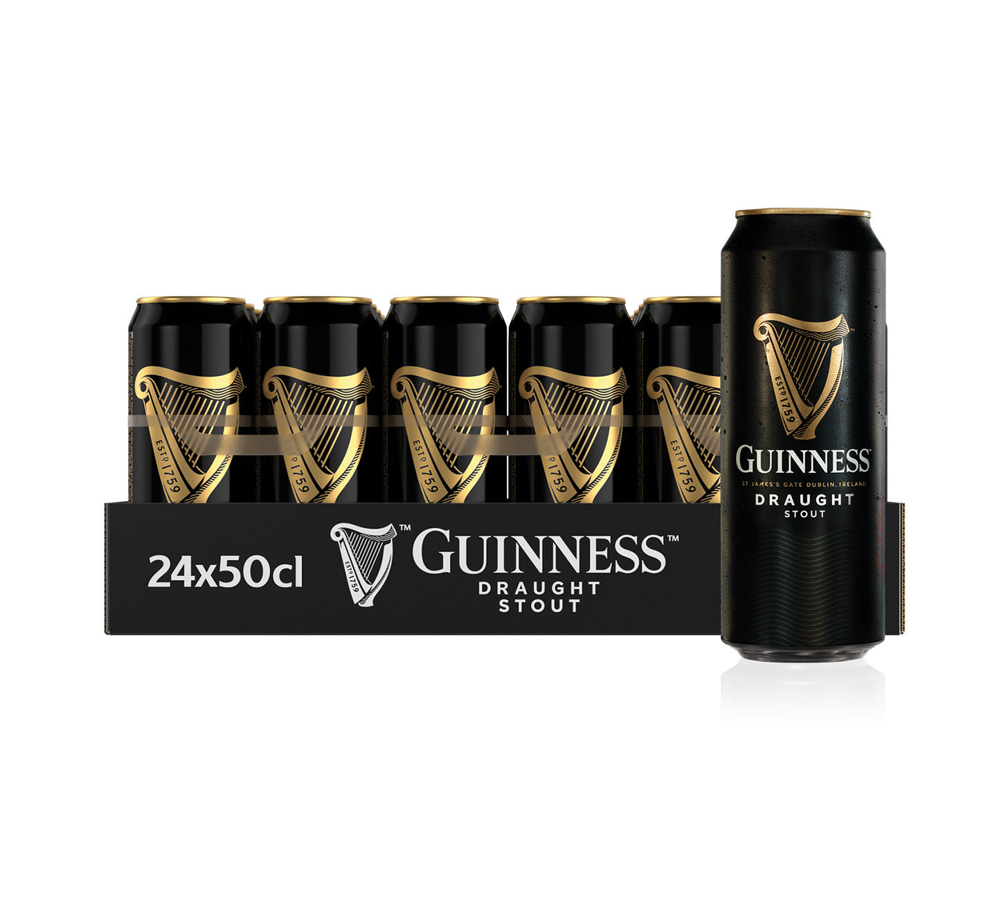 DE: Guinness Draught Bier 50cl 24-Pack MHI – irisches Stout mit ikonischem Design und cremigem Genuss.

FR: Guinness Draught Bière 50cl pack 24 MHI – stout irlandais au design iconique et mousse veloutée.

IT: Guinness Draught Birra 50cl confezione da 24 MHI – stout irlandese con design iconico.