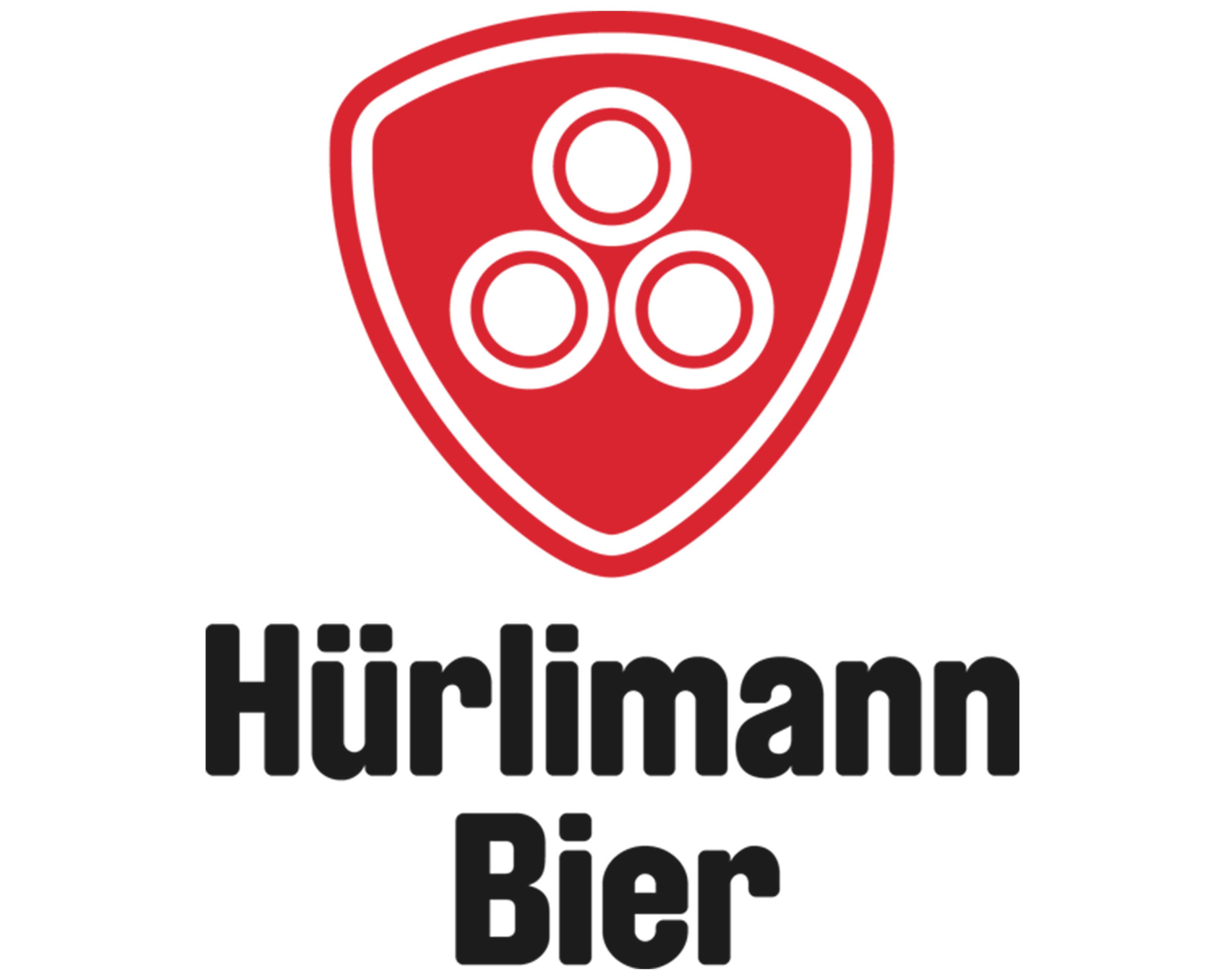 Hürlimann Bier, Schweizer Brautradition, frisch, ausgewogen, authentisch, Logo vor neutralem Hintergrund.