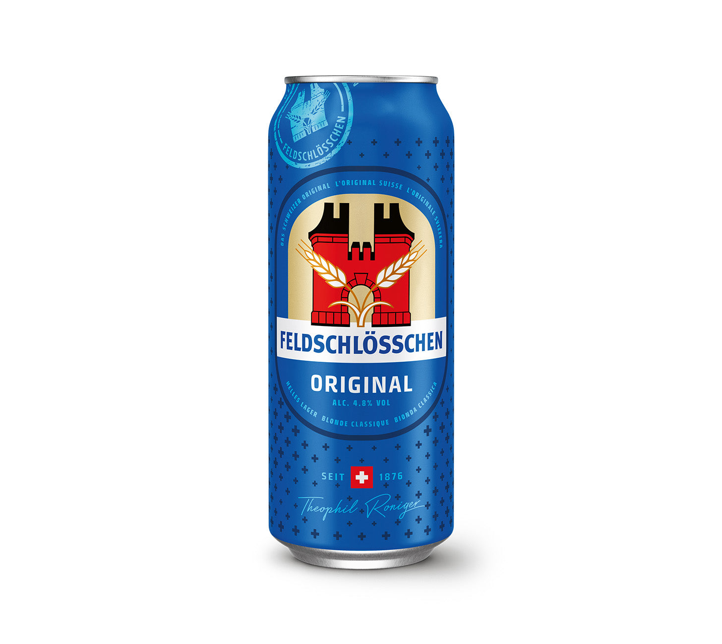 DE: Feldschloesschen Original – Schweizer Lagerbier, 50 cl Dose

FR: Feldschloesschen Original – biere blonde suisse, canette 50 cl

IT: Feldschloesschen Original – birra lager svizzera, lattina 50 cl