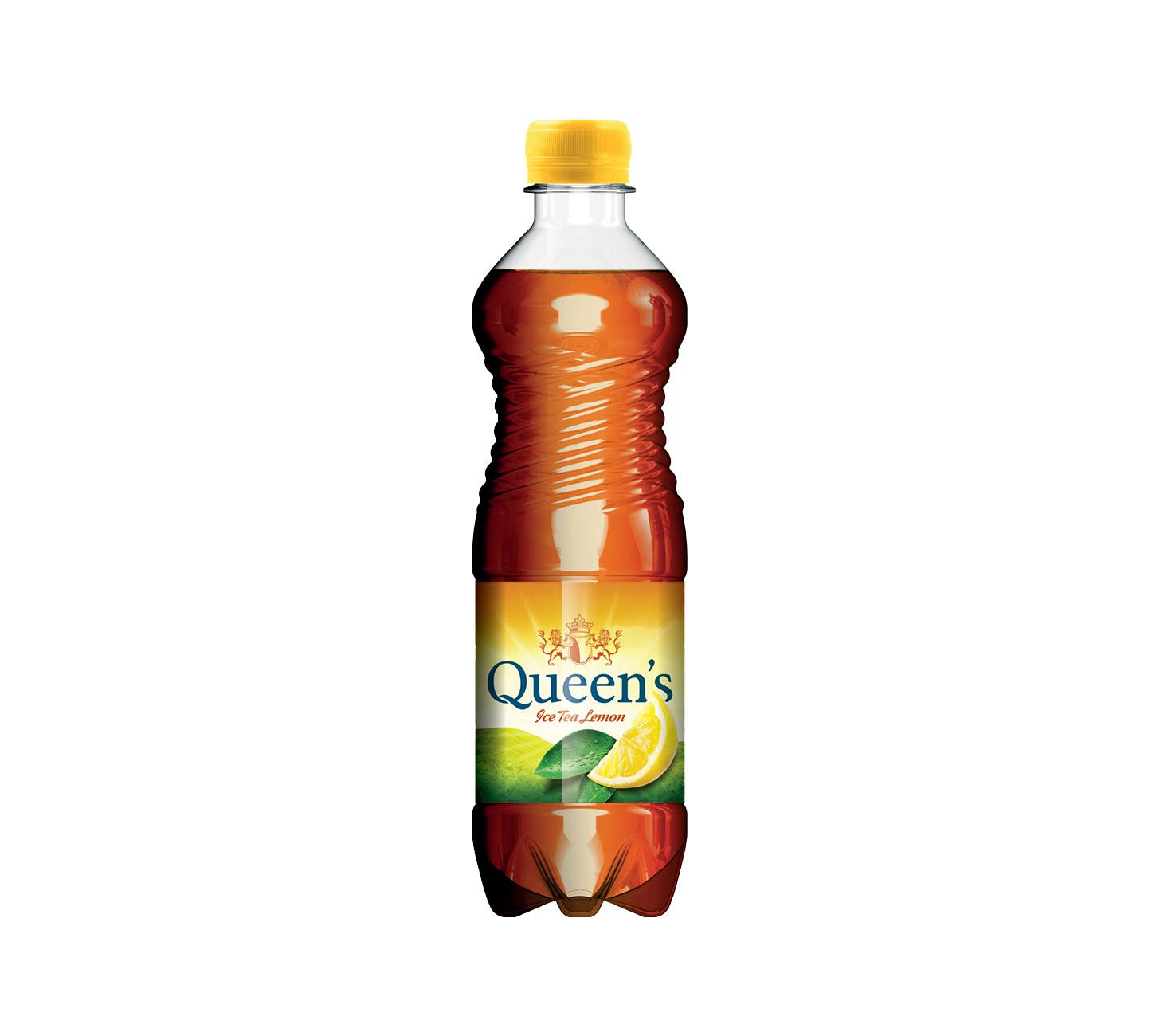 DE: Queen's Ice Tea Lemon Eistee 50cl Einzelflasche, erfrischender Zitroneneistee, handliche PET-Flasche für unterwegs, vor weissem Hintergrund.

FR: Queen's Ice Tea Lemon thé glacé 50cl bouteille individuelle, thé glacé au citron rafraîchissant, bouteille PET sur fond blanc.

IT: Queen's Ice Tea Lemon tè freddo 50cl bottiglia singola, tè freddo al limone rinfrescante, bottiglia PET su sfondo bianco.

Keywords: queens ice tea lemon, eistee zitrone, the glace citron, te freddo limone