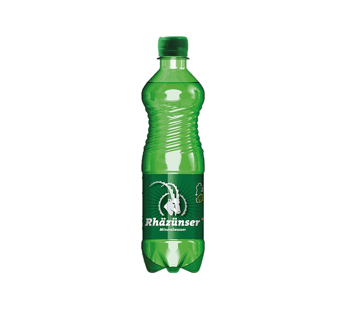 DE: Rhäzünser mit Kohlensäure 50cl – sprudelndes Mineralwasser in der PET-Flasche.

FR: Rhäzünser gazeuse 50cl – eau minérale pétillante en bouteille PET.

IT: Rhäzünser frizzante 50cl – acqua minerale naturale gassata in bottiglia PET.