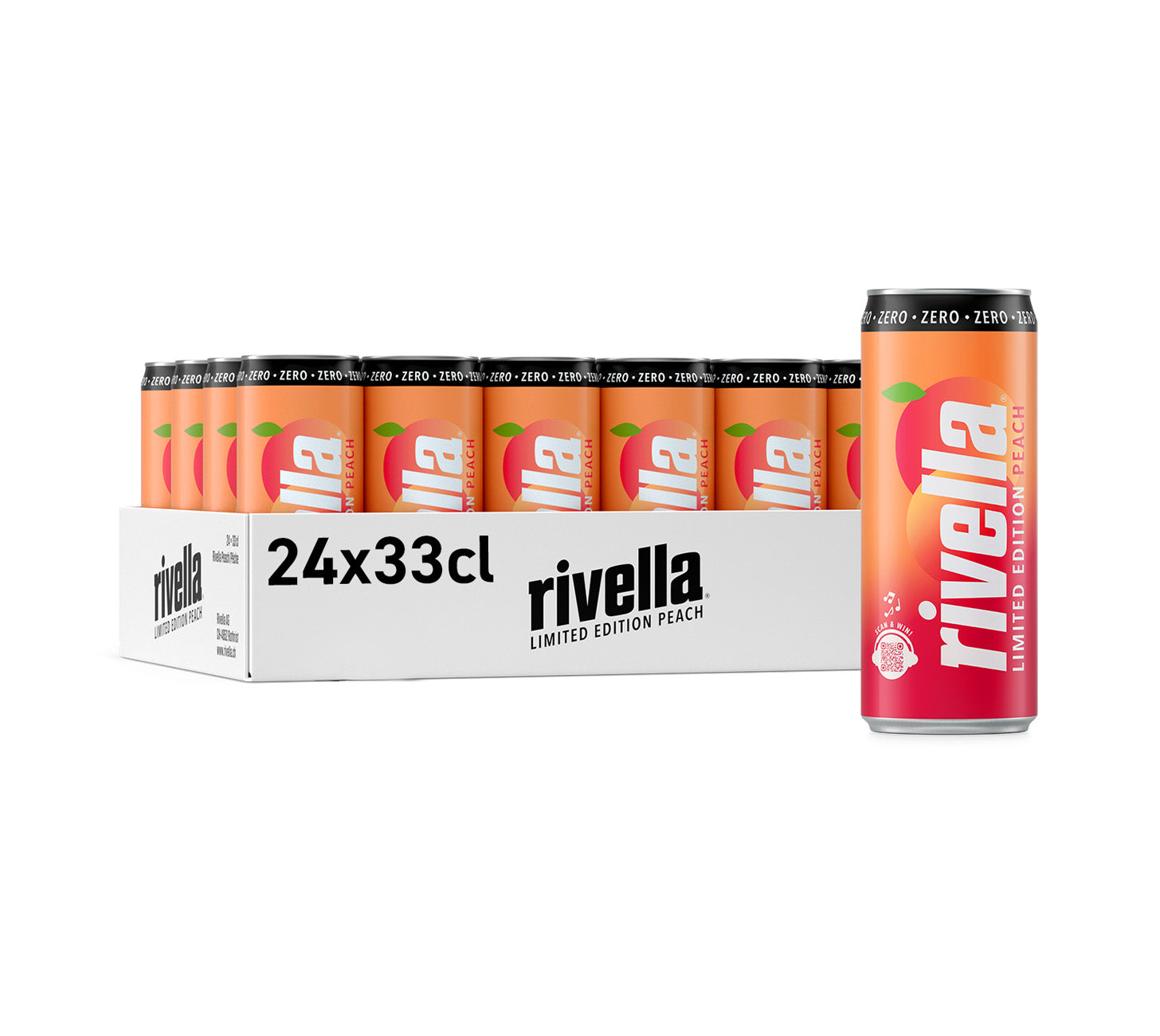 DE: rivella Zero Peach Softdrink 24x33cl MHI, ohne Zucker, Schweizer Kultgetränk mit Pfirsichgeschmack im handlichen Einweg-Dosenpack

FR: Pack rivella Zero Peach softdrink 24x33cl  MHI, sans sucre, boisson culte suisse au gout de peche en emballage menager pratique.

IT: Confezione rivella Zero Peach softdrink 24x33cl  MHI, senza zucchero, bevanda cult svizzera al gusto di pesca in pratico formato domestico.

Keywords: rivella zero peach, softdrink, ohne zucker, 24x33cl 