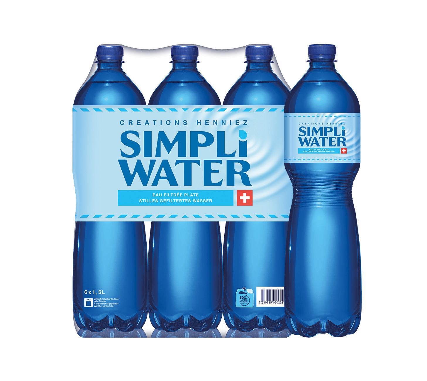 DE:
Simpli Water mit Kohlensäure 6x150cl – prickelndes gefiltertes Wasser im PET-Multipack

FR:
Simpli Water gazeuse 6x150cl – eau filtrée pétillante en pack PET

IT:
Simpli Water con gas 6x150cl – acqua filtrata frizzante in confezione multipla PET