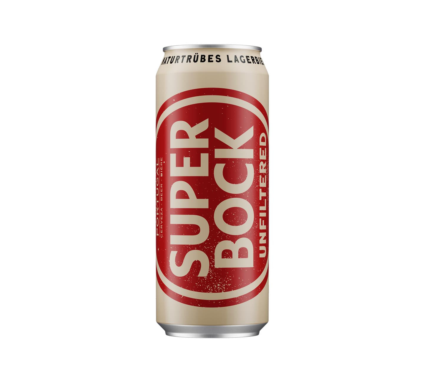 DE: Super Bock Unfiltered Bier 50cl Einzeldose – naturtrübes, unfiltriertes Lagerbier aus Portugal mit kräftigem Charakter, rote Dose freigestellt vor weissem Hintergrund.

FR: Super Bock Unfiltered Biere 50cl canette – bière portugaise non filtrée, naturellement trouble et aromatique, canette rouge présentée sur fond blanc.

IT: Super Bock Unfiltered Birra 50cl lattina – birra portoghese non filtrata dal carattere deciso, lattina rossa mostrata singolarmente su sfondo bianco.