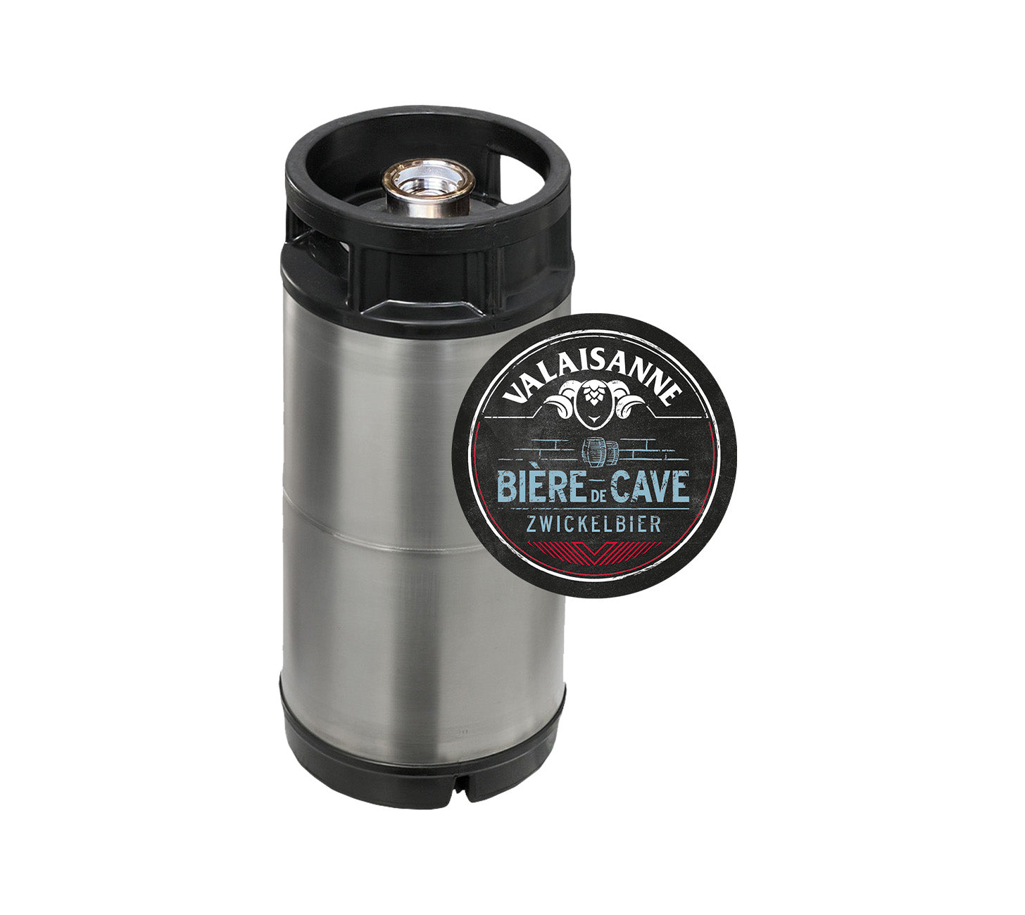 DE: Valaisanne Bierfass 12L – Partyfass mit Zapfanschluss
FR: Fût de bière Valaisanne 12L – fût avec système de tirage
IT: Fusto di birra Valaisanne 12L – fusto con attacco per spillatura
