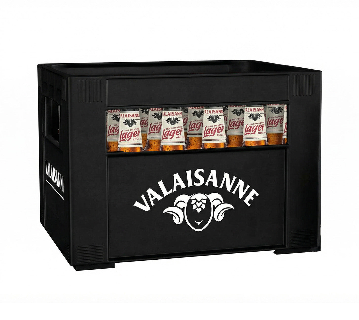 DE: Valaisanne Lager Bier 33cl 24-Harasse – erfrischendes Lager Bier mit ausgewogenem Geschmack, im neuen Valaisanne Harassen Design.

FR: Valaisanne Lager 33cl 24-caisses – bière suisse rafraîchissante et équilibrée avec notes légèrement amères, nouveau design de caisses Valaisanne.

IT: Valaisanne Lager 33cl 24-cassa – birra svizzera rinfrescante e bilanciata con leggere note amare, nuovo design della cassa Valaisanne.
