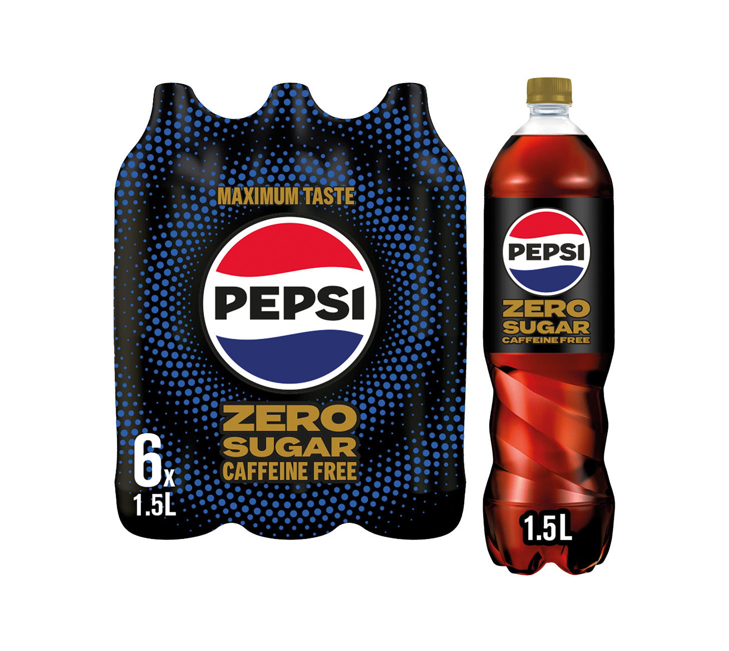 DE: Pepsi Zero Caffeine Free 150cl 6-Pack – PET-Flaschen Softdrink ohne Zucker und Koffein.

FR: Pepsi Zero Caffeine Free 150cl 6-Pack – pack de grandes bouteilles soda sans sucre et sans caféine.

IT: Pepsi Zero Caffeine Free 150cl 6-Pack – confezione bottiglie grandi soft drink senza zucchero e senza caffeina.